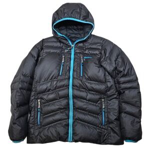 Marmot Down Puffer Jacket Kids XL Hooded Black Blue 700 Fill